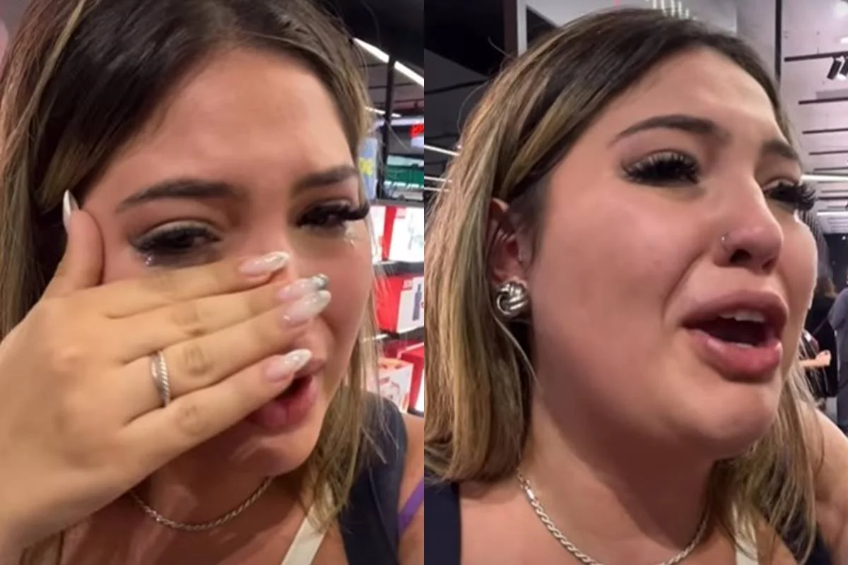 influencer brasileira Mariana Menezes chora ao ser acusada de furto em Pari